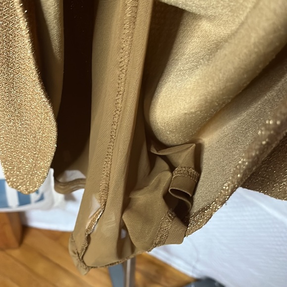 Free People Day & Night Gold Metallic Long Sleeve Babydoll Mini Dress Women’s S - Picture 6 of 12